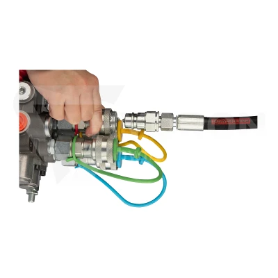 Rozdzielacz hydrauliczny 4 sekcyjny 80L z kompletem miękkich szybkozłączy gniazd Euro