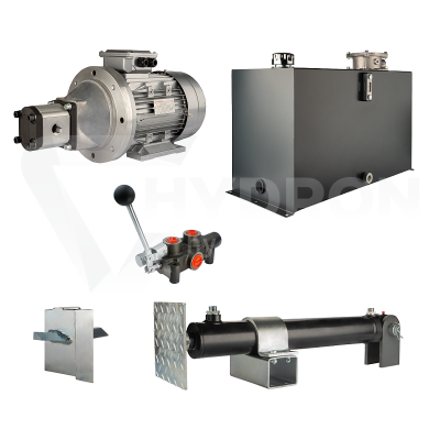 Przejdź do produktu Hydraulika do łuparki do drewna moc łupania: 9 ton czas cyklu łupania: 11-14 sekund. Siłownik pompa silnik zbiornik 100 litrów rozdzielacz 1 sekcyjny