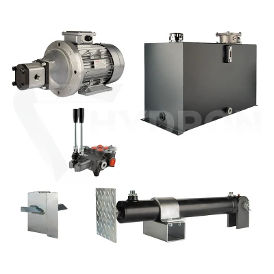 Hydraulika do łuparki do drewna moc łupania: 6 ton czas cyklu łupania: 14-17 sekund. Siłownik pompa silnik zbiornik 100 litrów rozdzielacz 2 sekcyjny