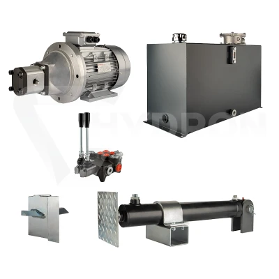 Hydraulika do łuparki do drewna moc łupania: 8 ton czas cyklu łupania: 9-12 sekund. Siłownik pompa silnik zbiornik 100 litrów rozdzielacz 2 sekcyjny