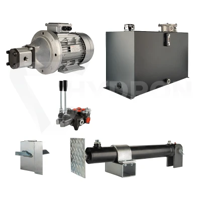 Hydraulika do łuparki do drewna moc łupania: 8 ton czas cyklu łupania: 14-17 sekund. Siłownik pompa silnik zbiornik 100 litrów rozdzielacz 2 sekcyjny