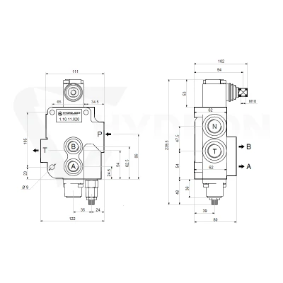 Rozdzielacz hydrauliczny 1 sekcyjny 80 l/min P80A1GKZ1 sterowany dźwignią