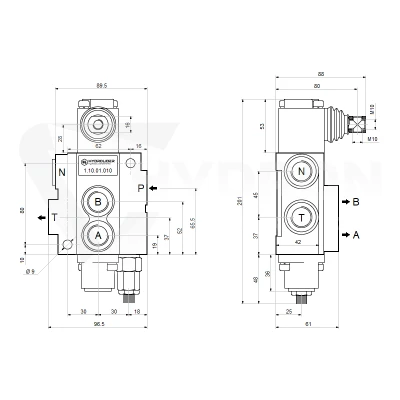 Rozdzielacz hydrauliczny 1 sekcyjny 10 l/min P40 z przyłączami 16/14 Hydrolider