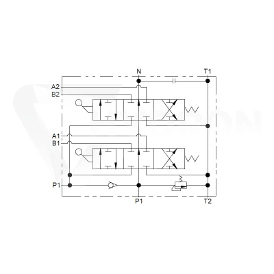 Rozdzielacz hydrauliczny 2 sekcyjny 30 l/min 2P40 z przyłączami 18/16 Hydrolider