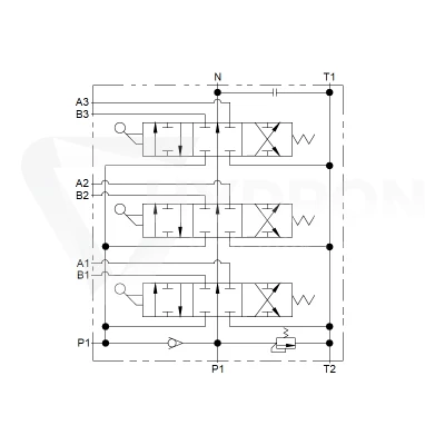 Rozdzielacz hydrauliczny 3 sekcyjny 10 l/min 3P40 z przyłączami 16/14 Hydrolider