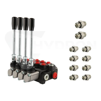 Rozdzielacz hydrauliczny 4 sekcyjny 10 l/min 4P40 z przyłączami 16/14 Hydrolider