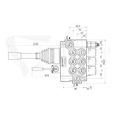 Rozdzielacz hydrauliczny 3 sekcyjny 40l/min P40A1A1A1GKZ1 sterowany jedną dźwignią i joystickiem