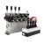 Rozdzielacz hydrauliczny 4 sekcyjny 12V blokowy typu Cetop 3 NG6 z proporcjonalnym regulatorem przepływu w komplecie z panelem sterującym Hydrolider z czterema joystickami, manometrem, wtyczkami elektrycznymi i przyłączami