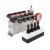 Rozdzielacz hydrauliczny 4 sekcyjny 12V blokowy typu Cetop 3 NG6 z proporcjonalnym regulatorem przepływu w komplecie z panelem sterującym Hydrolider z czterema joystickami, manometrem, wtyczkami elektrycznymi i przyłączami