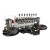 Rozdzielacz hydrauliczny 8 sekcyjny 12V blokowy typu Cetop 3 NG6 z  proporcjonalnym regulatorem przepływu w komplecie z dwoma panelami sterującymi Salvarani z dwoma joystickami, manometrem, wtyczkami elektrycznymi i przyłączami