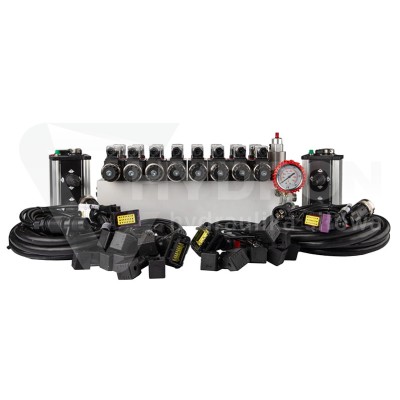 Przejdź do produktu Rozdzielacz hydrauliczny 8 sekcyjny 12V blokowy typu Cetop 3 NG6 z proporcjonalnym regulatorem przepływu w komplecie z dwoma panelami sterującymi Salvarani z dwoma joystickami, manometrem, wtyczkami elektrycznymi i przyłączami