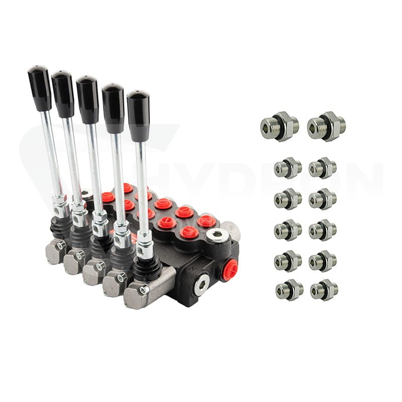 Rozdzielacz hydrauliczny 5 sekcyjny 20 l/min 05P40A1A1A1A1A1GKZ1 z przyłączami 16/16 Hydrolider