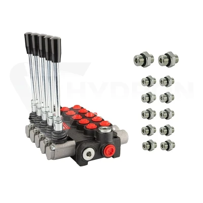 Rozdzielacz hydrauliczny 5 sekcyjny 40 l/min 05P40A1A1A1A1A1GKZ1 z przyłączami 22/18 Hydrolider