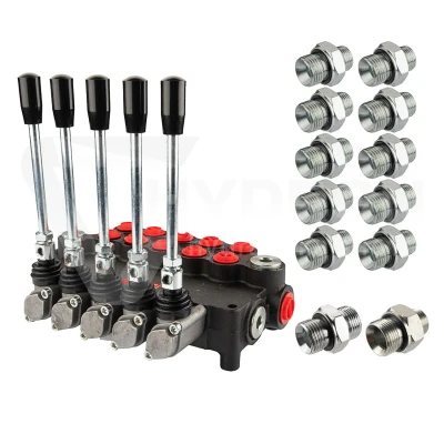 Rozdzielacz hydrauliczny 5 sekcyjny 50 l/min 5P80 z przyłączami 22/18 Hydrolider