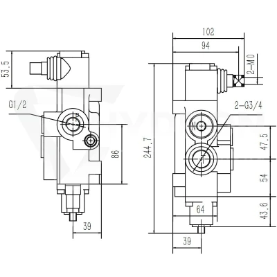 Rozdzielacz hydrauliczny 6 sekcyjny 80 l/min 06P80A1A1A1A1A1A1GKZ1 sterowany dźwigniami