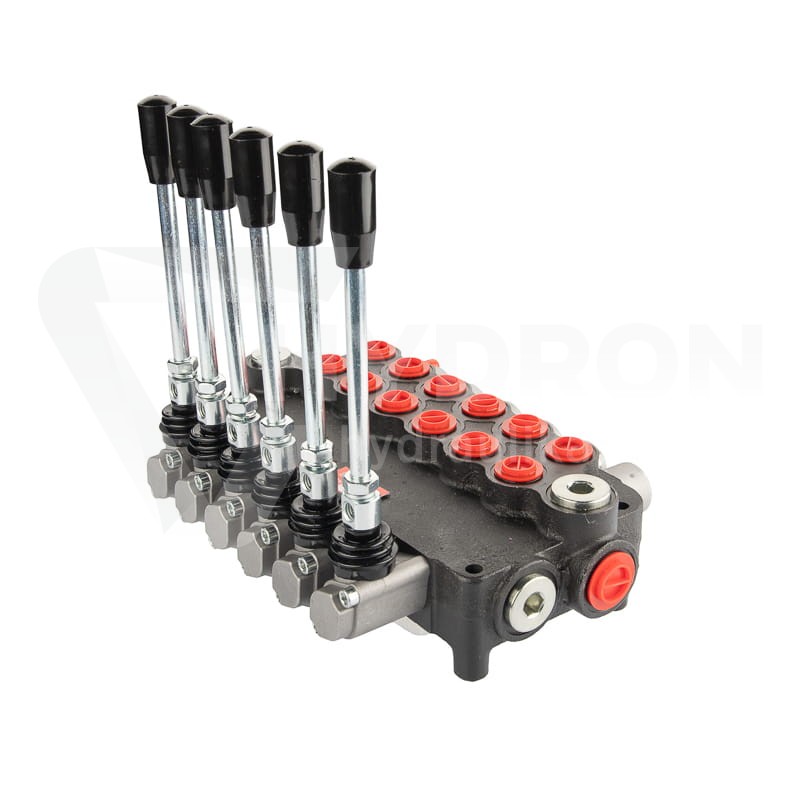 Rozdzielacz hydrauliczny 6 sekcyjny 50 l/min 6P80 z przyłączami 22/18 Hydrolider