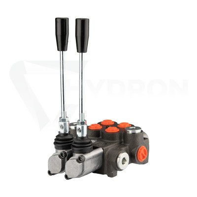 Przejdź do produktu Rozdzielacz hydrauliczny 2 sekcyjny 40l/min z dźwignią na sprężynie z automat. pozycjonowaniem do pozycji 0 z suwakiem do sterowania siłownikiem i silnikiem hydraulicznym