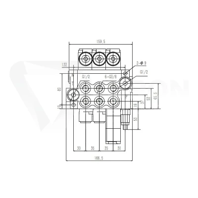 Rozdzielacz hydrauliczny 3 sekcyjny 40L z jedną sekcją pływającą i zatrzaskiem Hydrolider