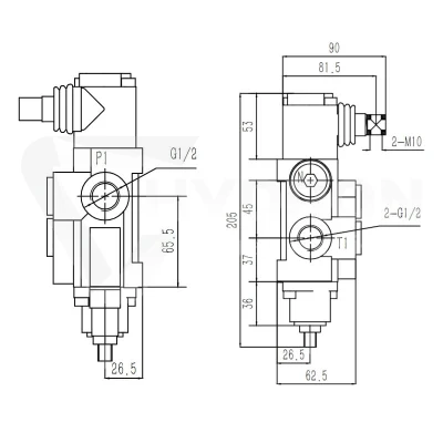 Rozdzielacz hydrauliczny 3 sekcyjny 40L dwie sekcje z zatrzaskiem Hydrolider