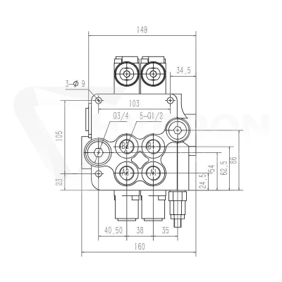 Rozdzielacz hydrauliczny 2 sekcyjny 80L dwie sekcje z zatrzaskiem Hydrolider