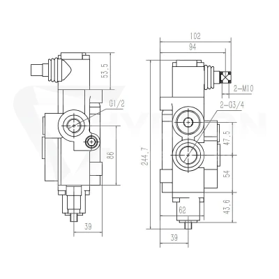 Rozdzielacz hydrauliczny 2 sekcyjny 80L dwie sekcje z zatrzaskiem Hydrolider
