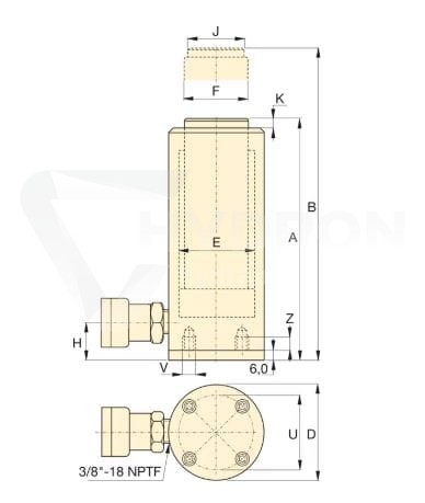 Siłownik hydrauliczny RAC308 Enerpac skok 200mm