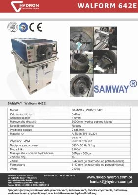 Walform SAMWAY 642E sprzęt do kształtowania rur