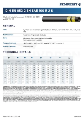 Wąż hydrauliczny SEMPERIT DN13 2SN WP 275 bar rolka 20mb