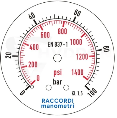 Manometr tylny 100 bar MG3-63 gwint 1/4" paczka 10szt