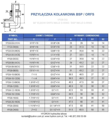 Przyłączka kolankowa 90° BSP/ORFS 3/8" / 11/16"