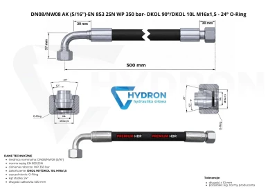 Przewód hydrauliczny wąż DN08 AK M16 0,5mb 350bar.jpg