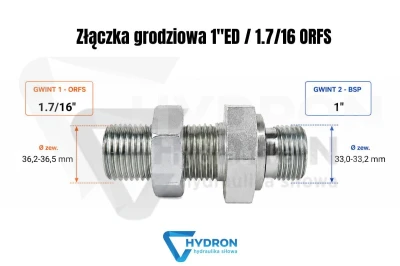 Złączka grodziowa 1 ED - 1 7-16 ORFS schemat gwintow