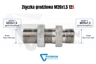Złączka grodziowa M20x1-5 12S schemat gwintów