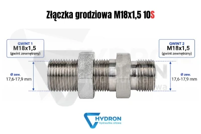 Złączka grodziowa M18x1-5 10S schemat gwintow