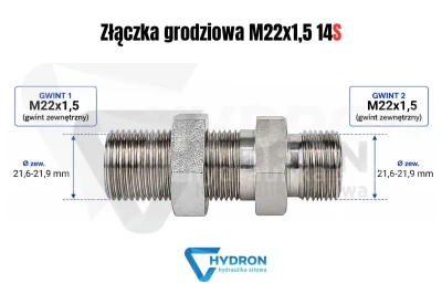 Złączka grodziowa M22-1-5 14S schemat gwintow