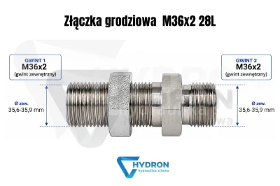 Złączka grodziowa M36X2 28L schemat gwintow