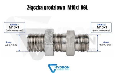 Złączka grodziowa M10x1 06L schemat gwintow