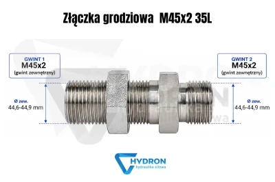 Złączka grodziowa M45x2 35L schemat gwintow