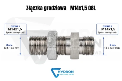 Złączka grodziowa M14x1,5 08L schemat gwintow
