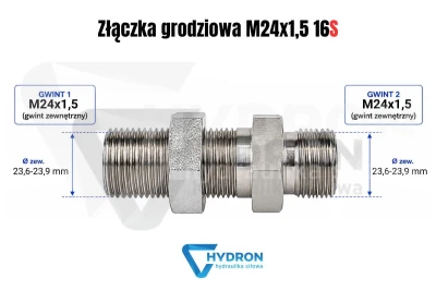 Złączka grodziowa M24x1,5 16S schemat gwintow