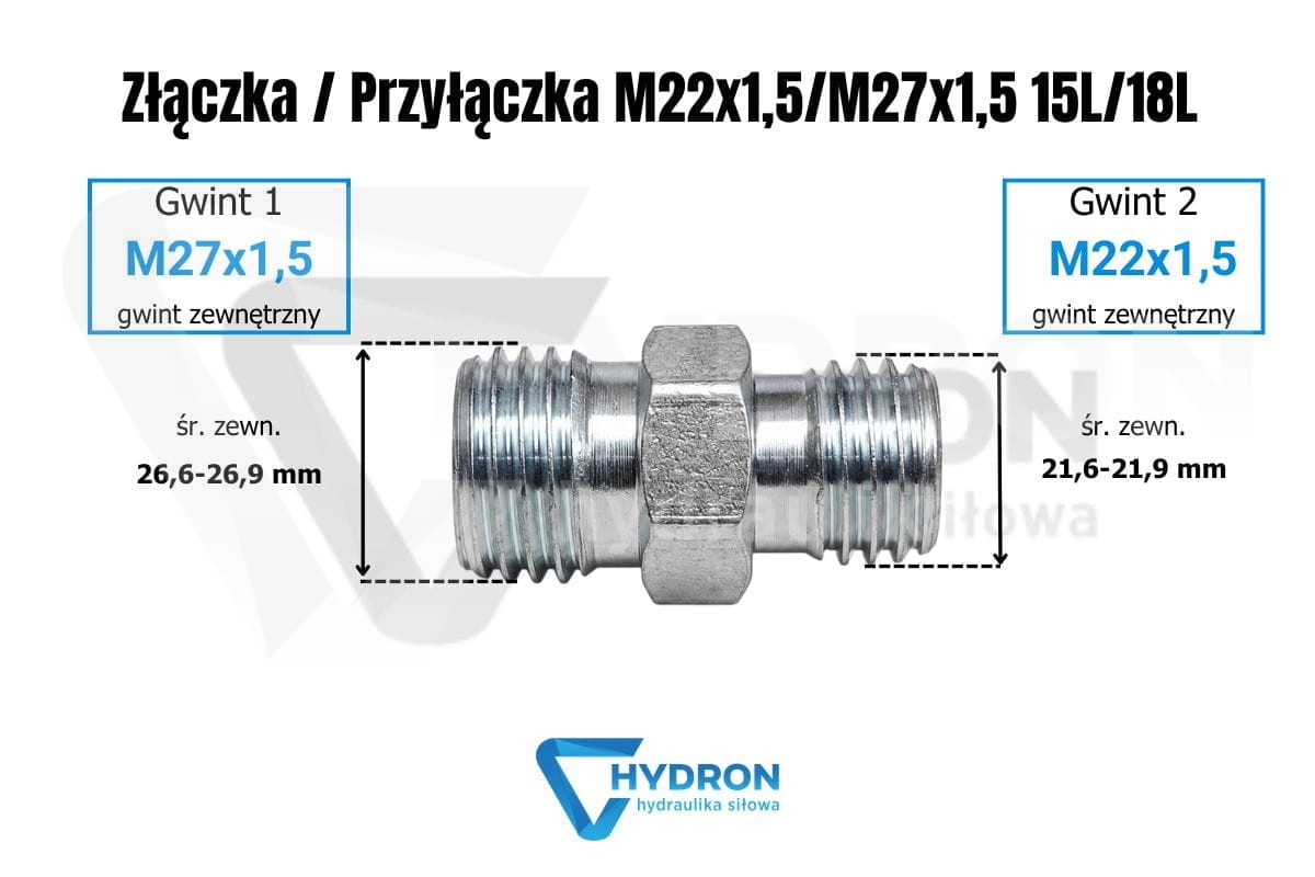 Złączka Przyłączka M22x1-5-M27x1 5 15L-18L