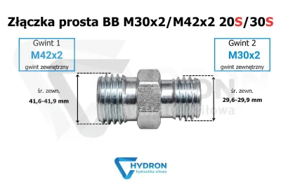 Złączka prosta BB M30x2/M42X2 20S/30S schemat gwintow