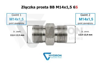 Złączka prosta BB M14X1,5 6S schemat gwintow