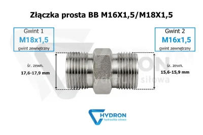 Złączka / Przyłączka M16X1,5/M18X1,5 nierdzewna schemat gwintow