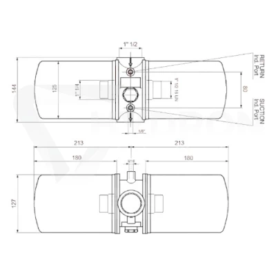 filtr-hydrauliczny-liniowy-powrotny AMF-601-CV -1BB606 AHC- 370litrow-schemat techniczny-hydron