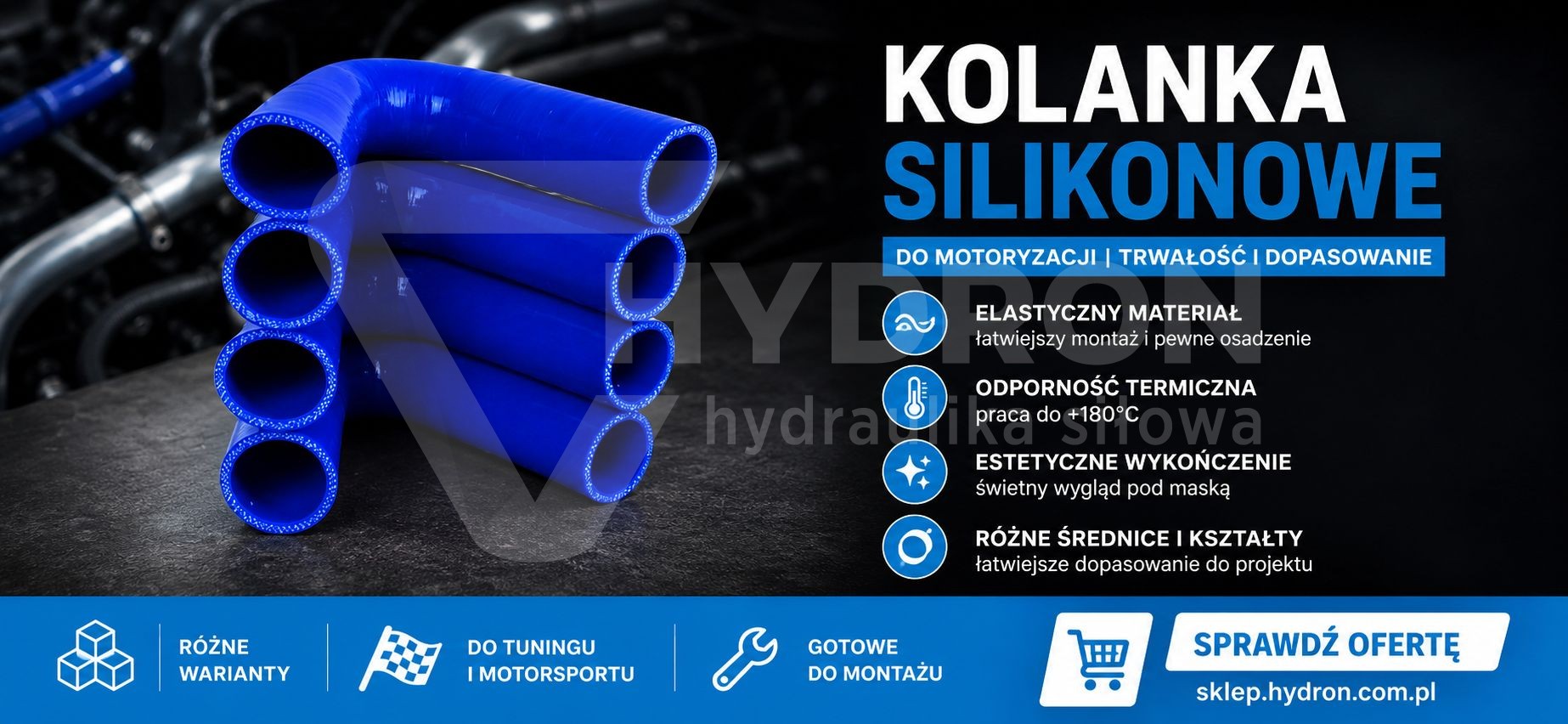 Kolano silikonowe 135° niebieskie fi20 150x150