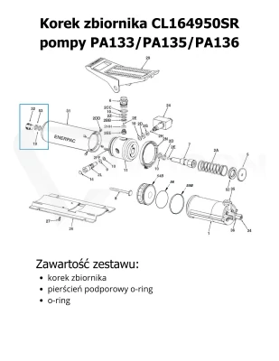 schemat korek zbiornika CL164950SR pompy PA133/PA135/PA136
