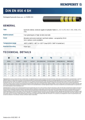 Wąż hydrauliczny SEMPERIT 4SH DN25 (1") 380bar