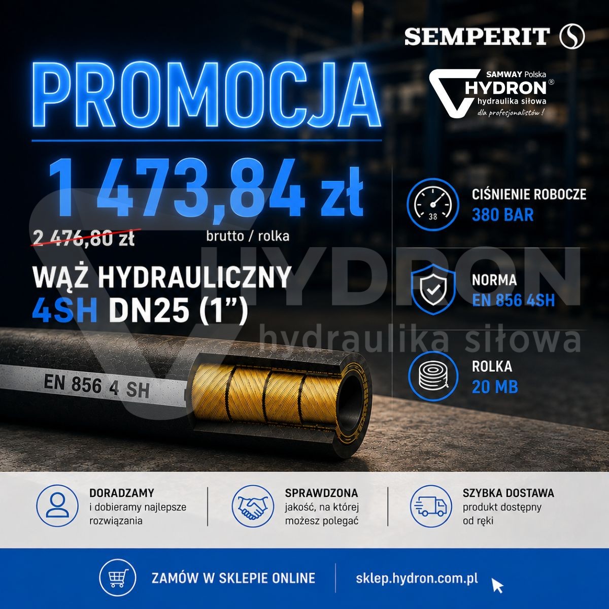 Wąż hydrauliczny 4SH DN25 Semperit hydron