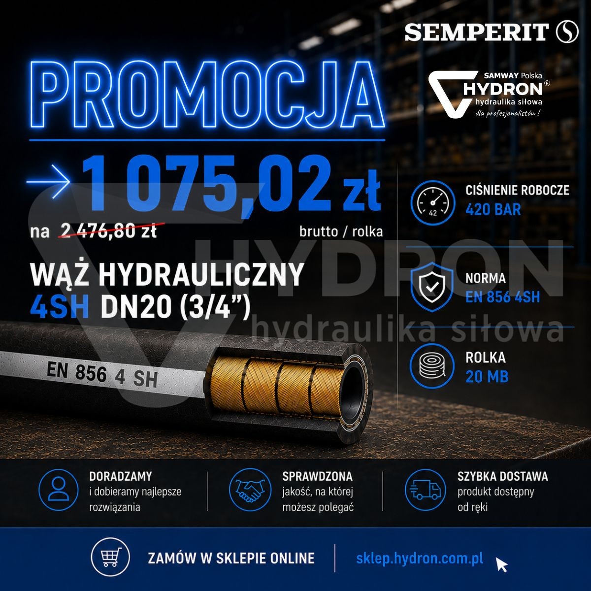 Wąż hydrauliczny 4SH DN20 Semperit hydron
